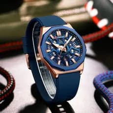 Novo Relógio Masculino De Quartzo Polígono Oco Moda Esportes Calendário Ponteiro Suporte À Prova D'água