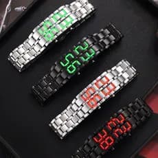Moda LED Magma Pulseira De Aço Relógio Super Legal Estudante Corrente Casual Modelo Masculino Em Estoque Atacado