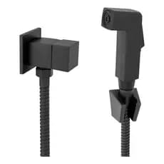 Ducha Higiênica Moderna Banheiro Base Quadrada Duchinha Cor Preto Fosco