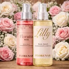 Kit 2 Body Splash Feminino Perfumado Encanto Lily + Florata Rose Presente Cheiroso Longa Duração