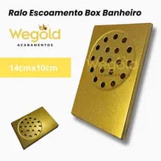 Ralo de Escoamento Para Box de Banheiro 14cm x10cm Cor Dourado Brilhante Partick Ralo