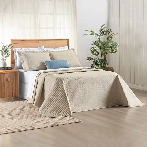 Cobre Leito 3 Peças Casal Queen King 200 Fios Percal 80% Algodão Com Acabamento Bordado - Verity