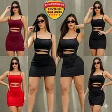 Vestido Feminino Midi Canelado Modelador Coladinho Glamour