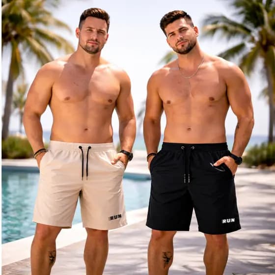 Kit 2 Bermudas Tactel com Elastano RUN Original Masculina Plus Size M ao G3 Praia Casual Academia