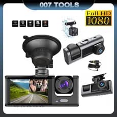HD1080P Gravador De Condução De Carro Com Visão Noturna Câmera De Carro 3 Lentes