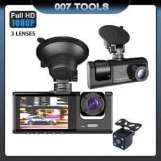 HD1080p Came De Traço De Carro 3 Lentes Monitor De Visão Noturna Câmera Gravador De Vídeo Dianteiro E Traseiro Direção