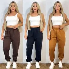 CALÇA FEMININA MOLETOM CINTURA ALTA