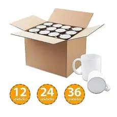 Caixa com 12 , 24 , 36 unidades de Caneca Branca para Sublimação porcelana 325ml