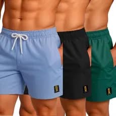 Kit 3 Shorts Masculinos Academia Bermuda Fitness Confortável Treino e Dia a Dia Premium Sortidos