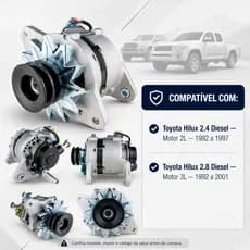 Alternador Toyota Hilux 12V 55A Motor 2.4 2.8 1992 2001