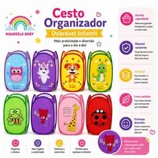 Cesto Organizador Infantil Roupas e Brinquedos Para Menino e Menina