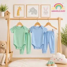 Kit 4 Peças Mijão Calça e Body Malha Tamanhos P/M/G Bebê Menino