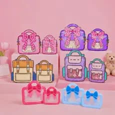 10 Sacos Embalagem Lembrancinha Aniversário Estilo Mochila e Bolsa com Laço Fofo YH8163 .64.65