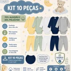 Kit 5 Conjuntos 10 Peças Body Manga Longa e Calça Mijão Bebe Inverno