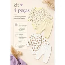 Body de Bebe Estampado e Mijão Manga Longa 4 Peças/2 Conjuntos Inverno
