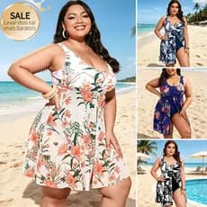 Biquíni Moda Praia Plus Size | Biquíni Cintura Alta | Maiô com Saia Estampado | Maiô asa delta de Uma Peça biquini femin