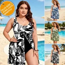 Biquíni Moda Praia Plus Size | Biquíni Cintura Alta | Maiô com Saia Estampado | Maiô asa delta de Uma Peça biquini femin