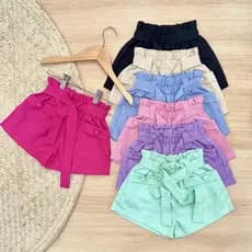 Kit 3 Shorts Infantil Menina Kit 3 Shorts Linho Infantil Básico Short Feminino