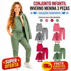 Conjunto Infantil Feminino 3 Peças Inverno Roupa Menina Quentinha Estilosa Conjunto Infantil Roupa Quentinha e Elegante