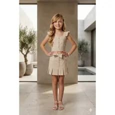 Conjunto Feminino Linho Infantil Menina do 4 ao 10 Anos Moda Blogueirinha