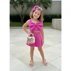 Conjunto Infantil Feminino Nude Azul Rosa Laranja Lilás Conjunto Menina Moda Verão Conjunto Luxo