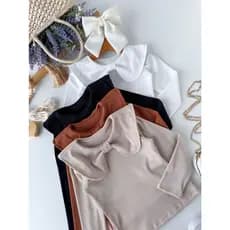 Blusa Infantil Manga Longa Feminina Ribana Canelada Básica Estilosa Inverno Menina Blusa Menina Quentinha