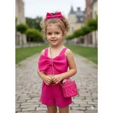 Conjunto Infantil Menina Linhão 2 Peças Luxo  Nude Azul Rosa Lilás Laranja– Tamanhos 4-10 Conjunto Menina