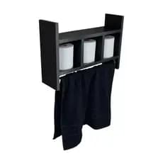 Nicho Porta Toalha e Papel 100% MDF Preto Tubo Metal Montado Estiloso Decoração
