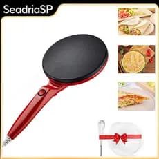 Grill Elétrica para Ovos e Crepes, 110V/220V, 600W - Máquina de Panqueca Fina, Prática, Antiaderente, para Café da Manhã