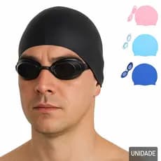 Kit De Natacao com Touca Silicone E Oculos Para jovens E Adultos - para verão, praia ou piscina