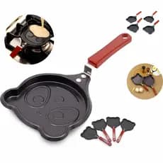 Mini Frigideira Para Panquecas Com madeira Ovos,Omelete, Panquequeira Antiaderente Divertida Figuras