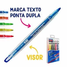 Kit 6 Cores  Marca Texto Ponta Dupla com Visor Pastel – Tipo Pincel