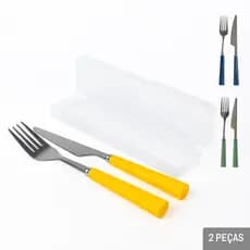 Kit Talheres Portátil Inox com Estojo – Porta Talheres Completo P/viagem e trabalho