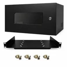 Mini Rack Padrão 19 5U x 350mm Com Visor Acrílico  + Bandeja Frontal 250mm Indicado para CFTV DVR Intelbras/Hikvision