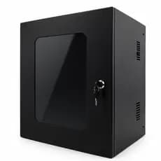 Mini Rack Padrão 19'' 12Ux400mm Preto com Visor Acrílico; Fechadura com duas Chaves; Para Acessorios Intelbras