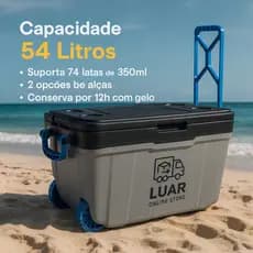Caixa Térmica Cooler 54 Litros Grande Caixa De Gelo| Rodas e Divisórias |Praia Camping Churrasco Bebidas Cerveja Antares