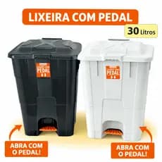 Lixeira 30L com Pedal C/ Alça Plástico Reforçado Resistente Cozinha Área Externa Condomínio Empresa Escola Igreja