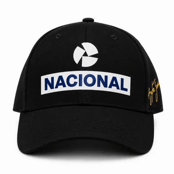 Boné Nacional Ayrton Senna Aba Curva Premium Formula 1 Preto Azul Esportivo F1 Piloto Corrida Coleção