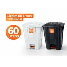 Lixeira com Pedal 60 Litros Tampa com Vedação Grande Plástico Reforçado Resistente Para Cozinha Condomínio Empresa