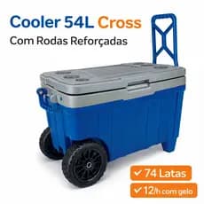 Caixa Térmica Cooler 54 Litros Cross Rodas Grande Gelo| Divisórias |Praia Camping Churrasco Bebidas Cerveja Antares