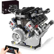 Kit Blocos de Montar Motor V8 com Controle e Luz LED 1200 Peças