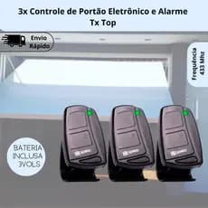 3x Controle de Portão Eletrônico e Alarme Tx Top 433 Mhz Original