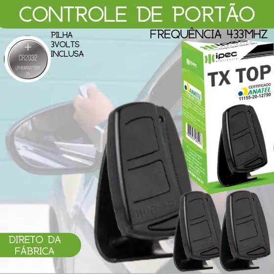 Controle de Portão Eletrônico Tx Top 433 Mhz Original