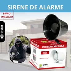 Sirene de Alarme Compacta de Alta Potência 116dB 12v Preta