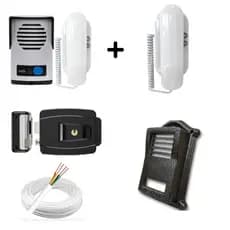 Kit Interfone Residencial Porteiro Eletrônico + Fechadura 12V AGL (AGlinha) + cabo 4 fios + protetor