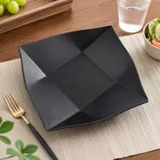 Prato Quadrado de Melamina Preta Kit 2 ou 4 Unidades 4 Tamanhos para Sushi Saladas