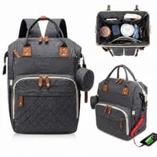 Mochila Maternidade Multifuncional Impermeável com Bolsa Térmica e Grande Capacidade
