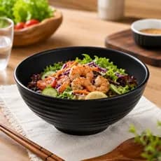 Tigela de Melamina Japonesa Preta Premium para Lámen, Sopa, Salada e Restaurante