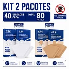Kit 2 Pacotes Filtro de Café Papel 40 Unid Cada Total 80 para Coador