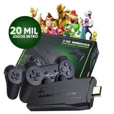 Video game Stick ORIGINAL 4K 20mil Jogos 2 Controles Sem Fio Console Original Portatil Jogos Retro Antigo